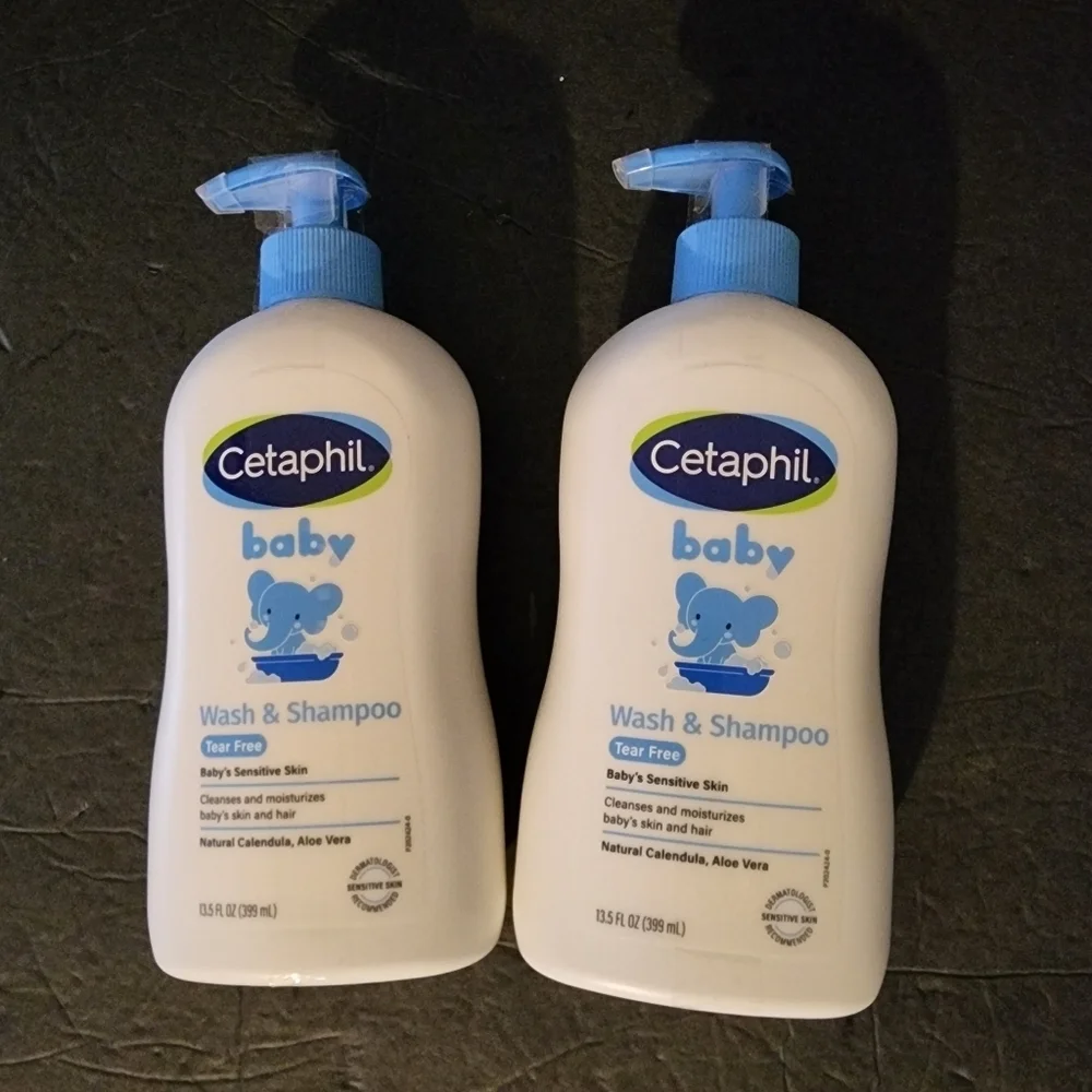 New (2) Cetaphil Baby Wash & Shampoo with Natural Calendula, Tear-Free 13.5oz